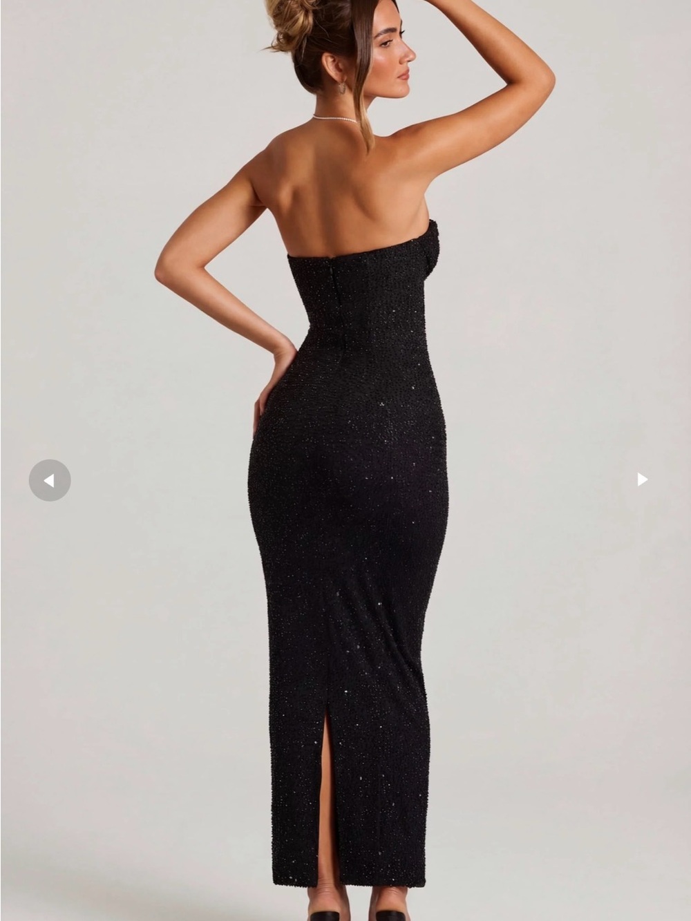 Oh Polly Black Strapless Sequin Midi Dress - Picture 3 of 4